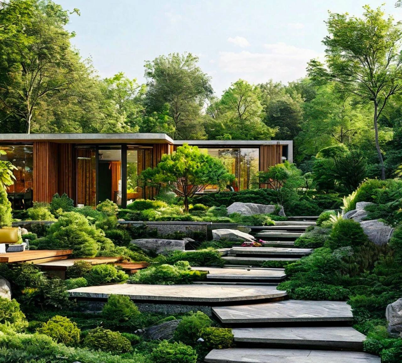 integratsiya prirodnyh elementov v dizayn pridomovyh zon otdyha